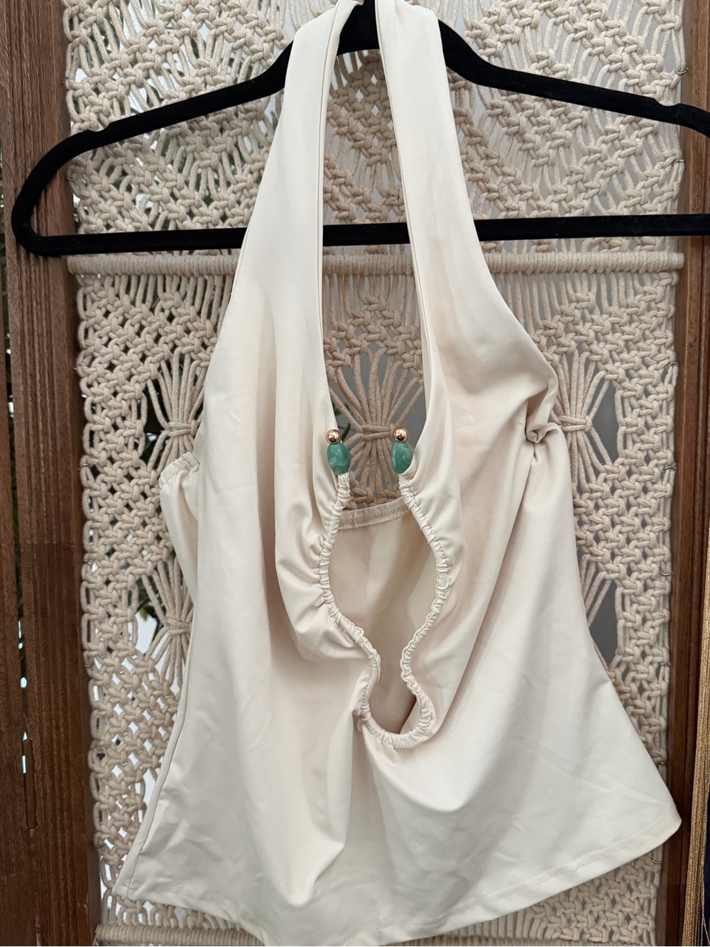 SHEIN Cutout Off White Halter Top